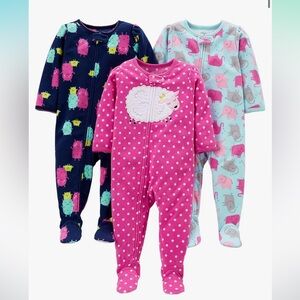 New • 3 pairs of Simple Joys Footed Fleece Payjamas